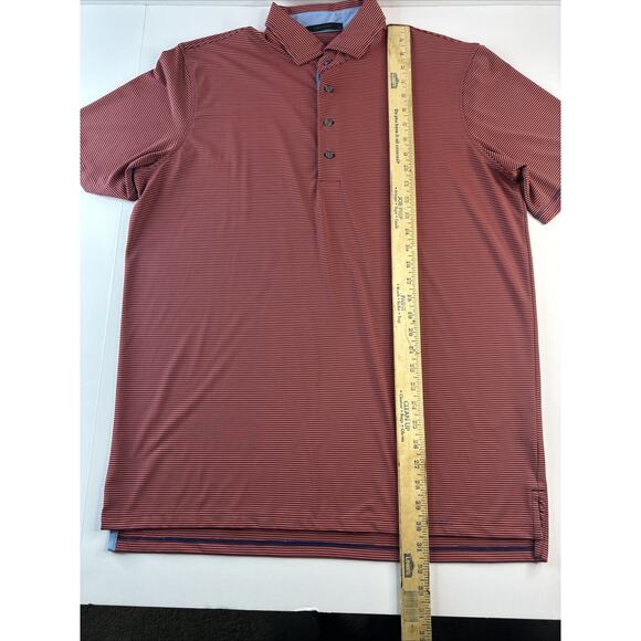 Greyson Striped Polka Dot Polo Shirt - Red & Blue - L - Picture 4 of 7
